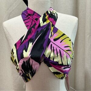 Future Collective Botanical Wrap Neck Halter Tiny Top Size‎ XS NWT